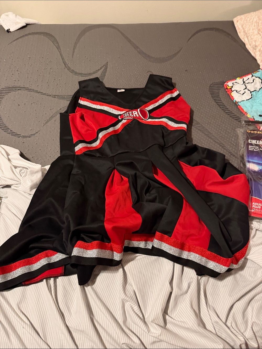 Spirit Red & Black Cheer Dress with Silver Trim for adults women